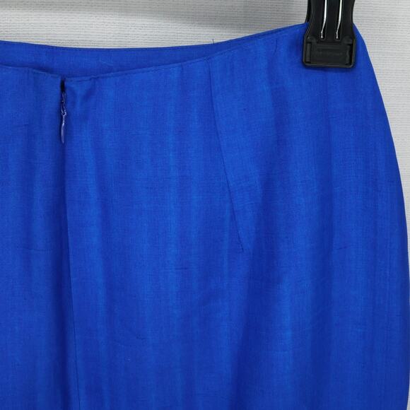 Eleanor P Brenner Skirt Womens 2 Blue Silk Back Zip Lined Career Vintage - Picture 8 of 10